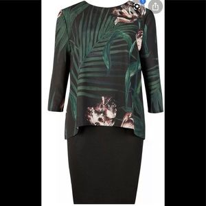 Ted baker Sz 0 danetta green floral layered dress